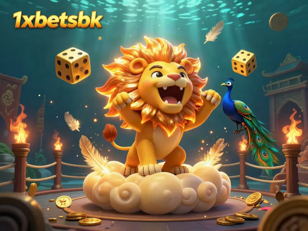 Experience thrilling wins with 1xbetsbk in this vibrant casino-themed 3D illustration.