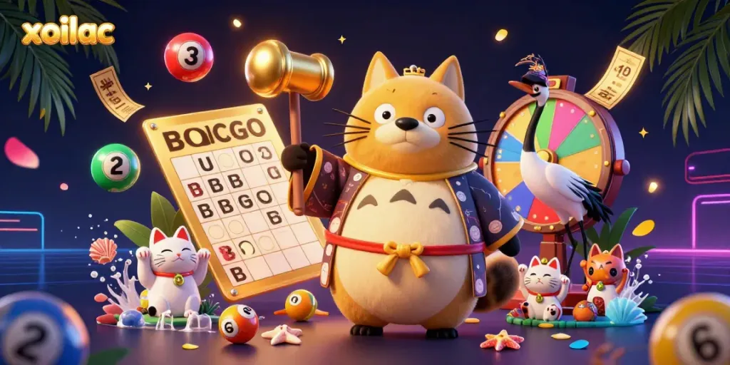 Xoilac enhances betting excitement with vibrant characters and dynamic gaming elements in this illustration.
