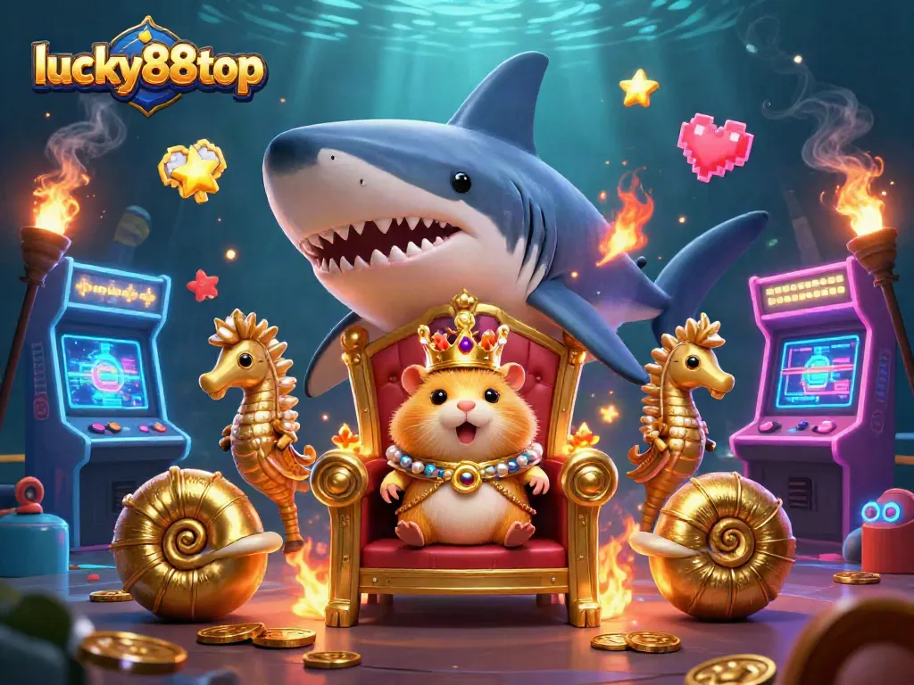 Experience thrilling gaming at lucky88top with vibrant arcade elements and a dynamic underwater scene.