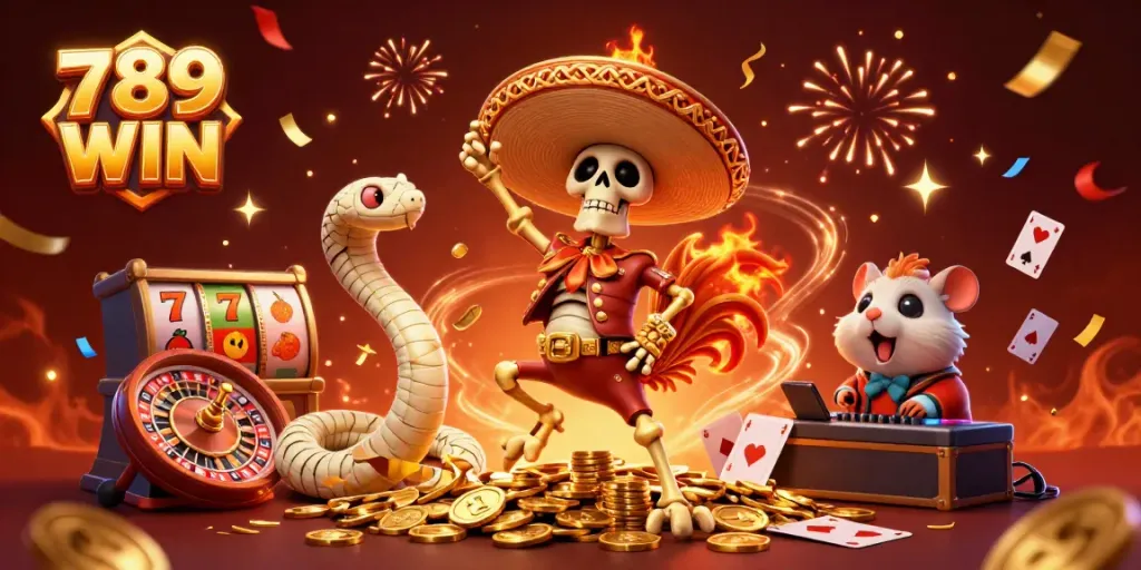Experience winning strategies and excitement with 789 WIN illustrated in a vibrant casino scene.