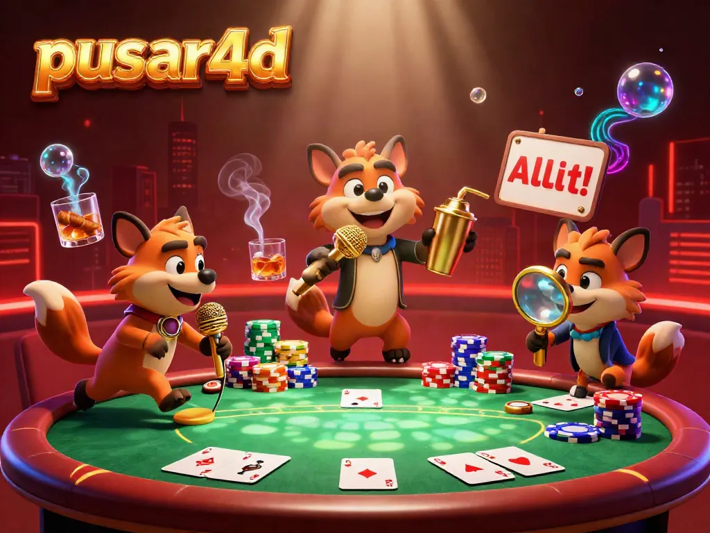 Engage with pusar4d's vibrant casino experience featuring hyenas in a comedy club setting.
