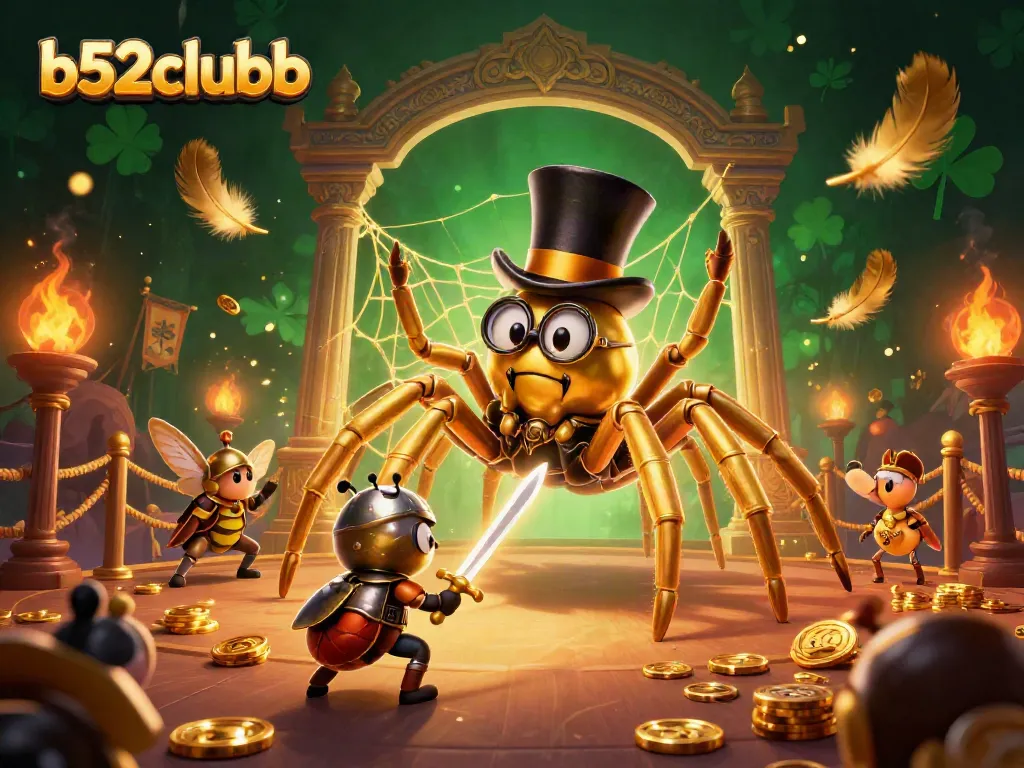 Engage with the thrilling casino world of b52clubb, illustrated with a vibrant heroic scene.