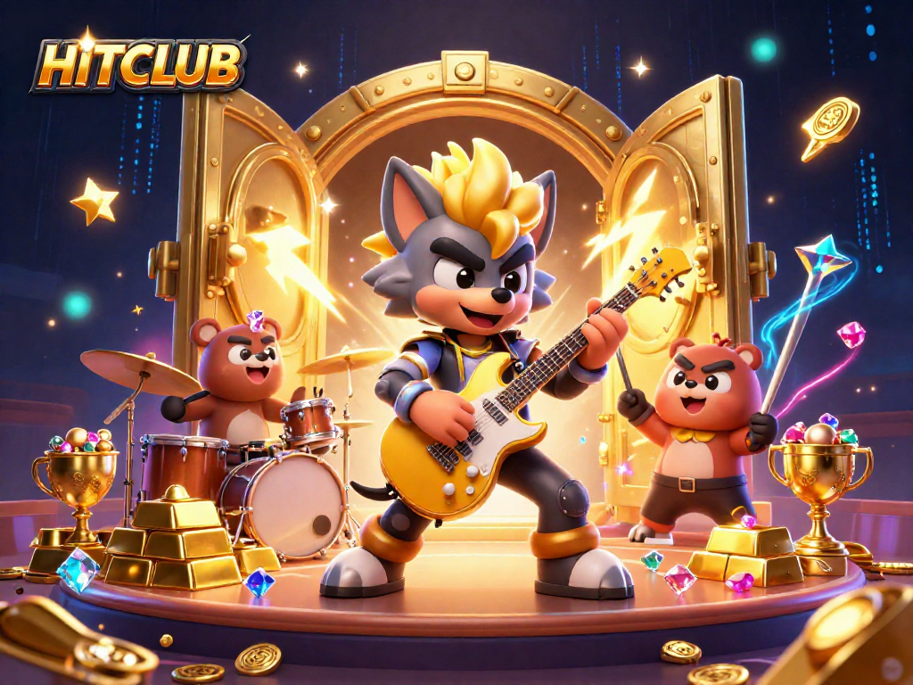 Experience thrilling gameplay at HITCLUB with vibrant casino elements and animated characters.