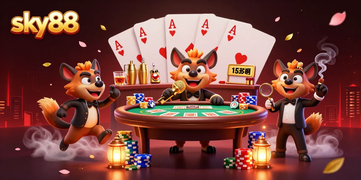 Engaging scene of sky88 casino hyenas showcasing comedy and charm in a lively atmosphere