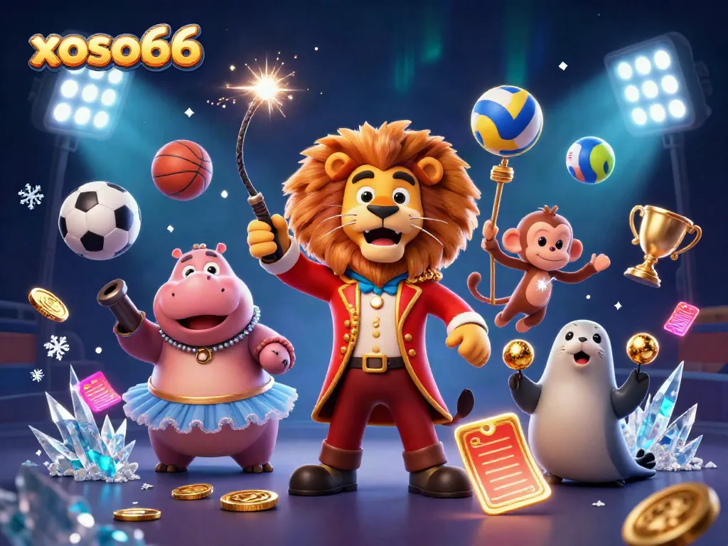 Experience the exhilarating world of xoso66 with animated characters flaunting gambling excitement in a vibrant casino scene.
