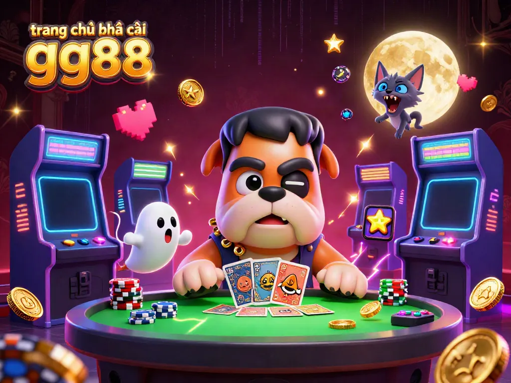 Engage with exciting gameplay at trang chủ nhà cái gg88, featuring a cartoon monster dealer in a vibrant casino environment.