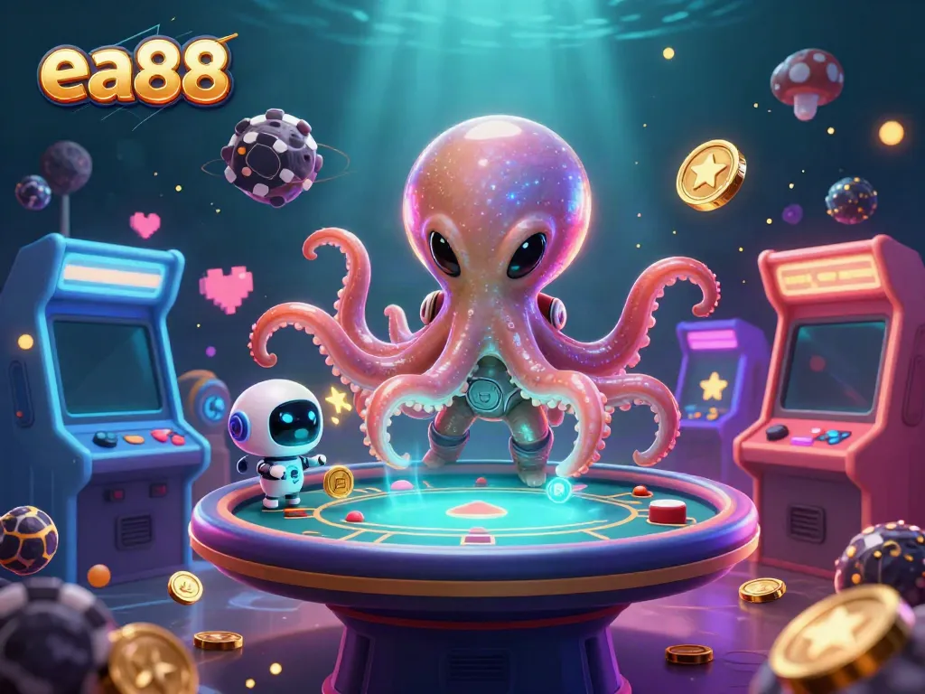 Engage with exciting poker gameplay at ea88 under a cosmic scene with colorful animations.