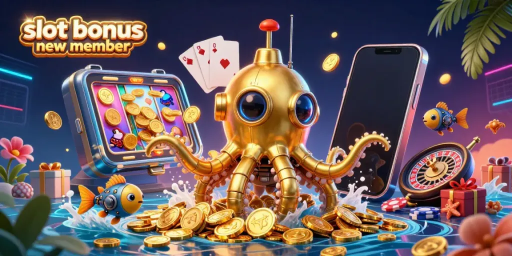 Experience the excitement of winning with slot bonus new member featuring 3D underwater casino elements.