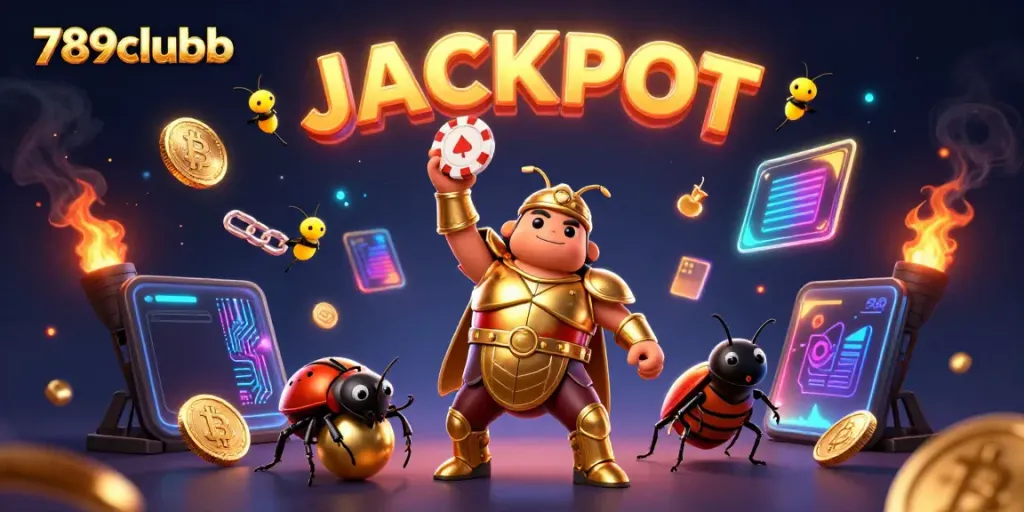 Experience the thrill at 789clubb with vibrant illustrations capturing poker wins and crypto action.
