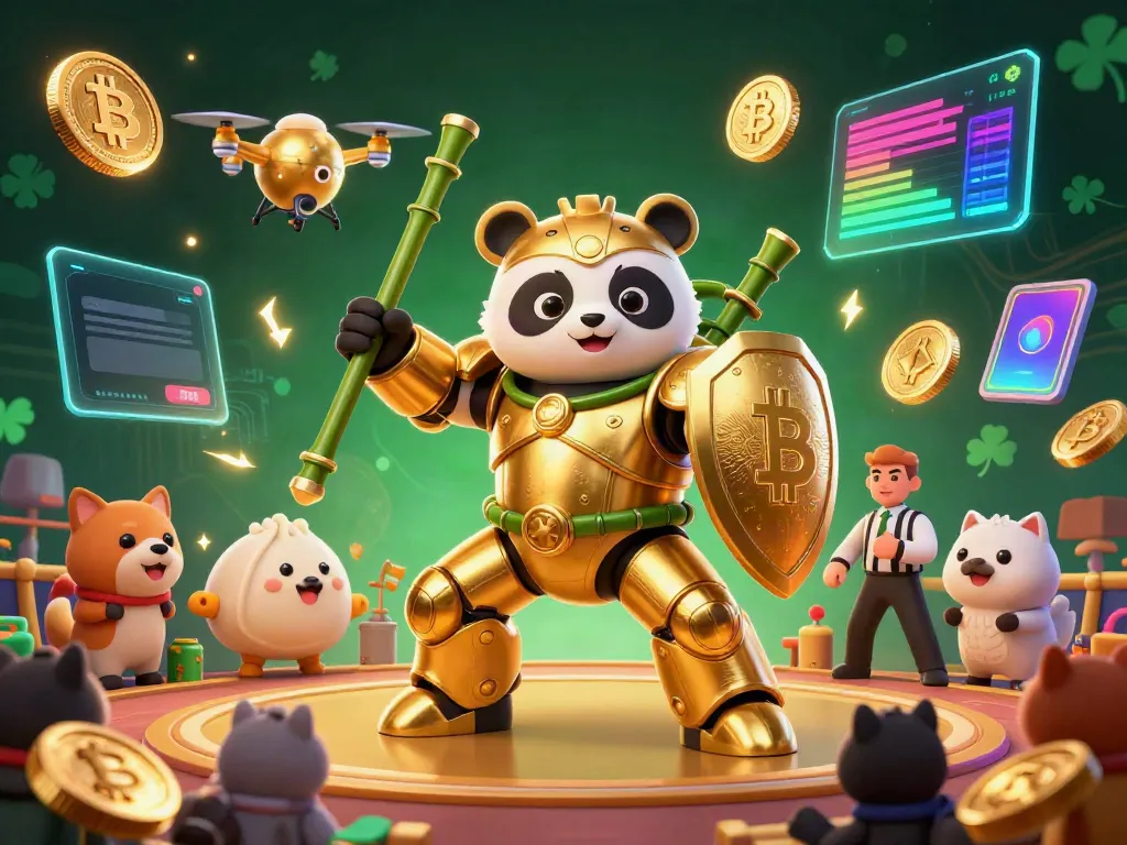 Engage with Top88's thrilling gaming environment featuring crypto coins, a panda mech, and vibrant casino dynamics.