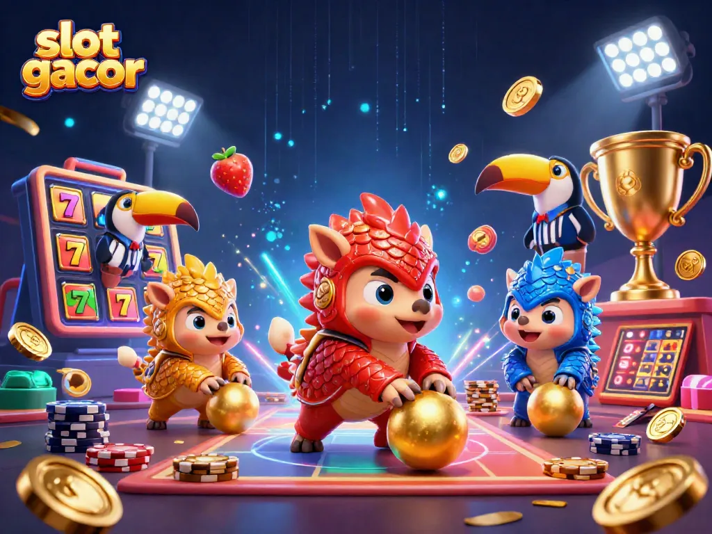 Engage with slot gacor through an exciting scene of rival pangolins and slot machines.