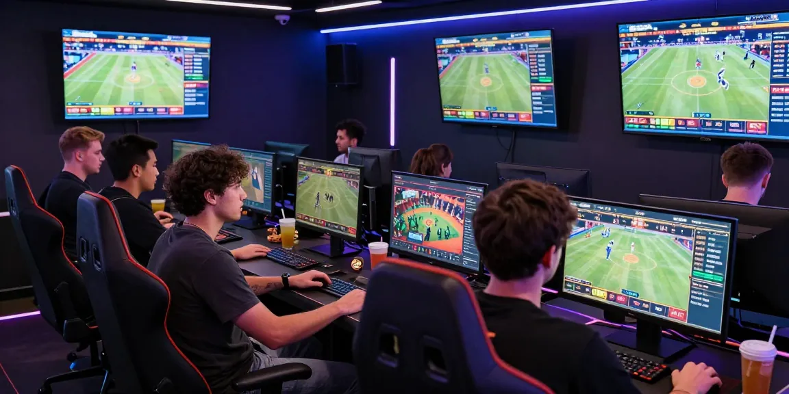 Gambling scene featuring players engaged on a sportsbook platform with live odds and vibrant atmosphere, capturing the essence of 먹튀스팟.