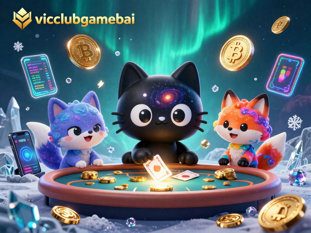 Engage with vicclubgamebai as a cosmic cat pulls in golden casino chips amidst stunning 3D visuals.