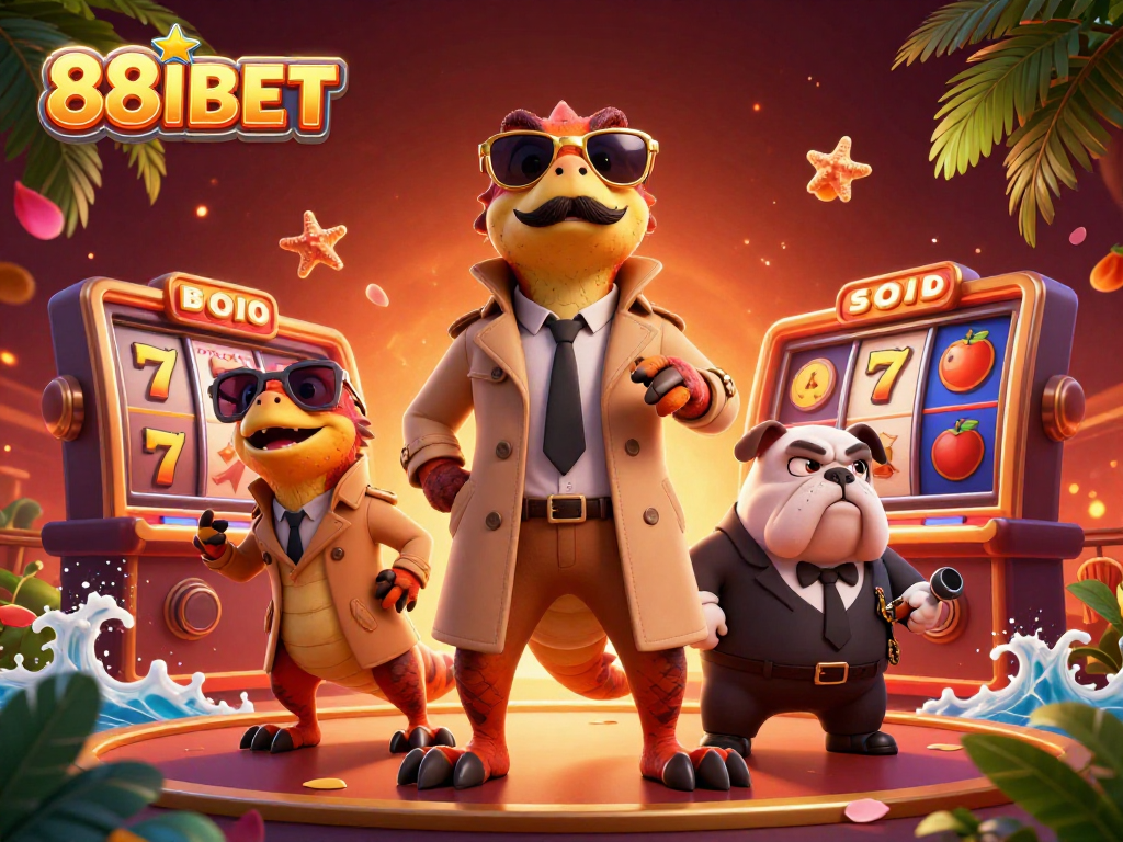 Experience the thrill of 88I BET with raptors in a trench coat entering a VIP casino scene.