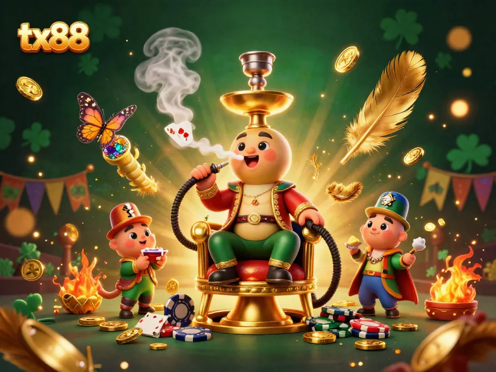 Engage in exciting gambling action with tx88, featuring casino elements and a colorful atmosphere.