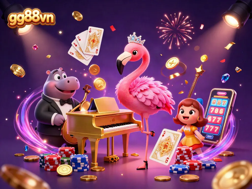 Engage with thrilling gameplay at gg88vn featuring vibrant casino scenes and dynamic gaming elements.
