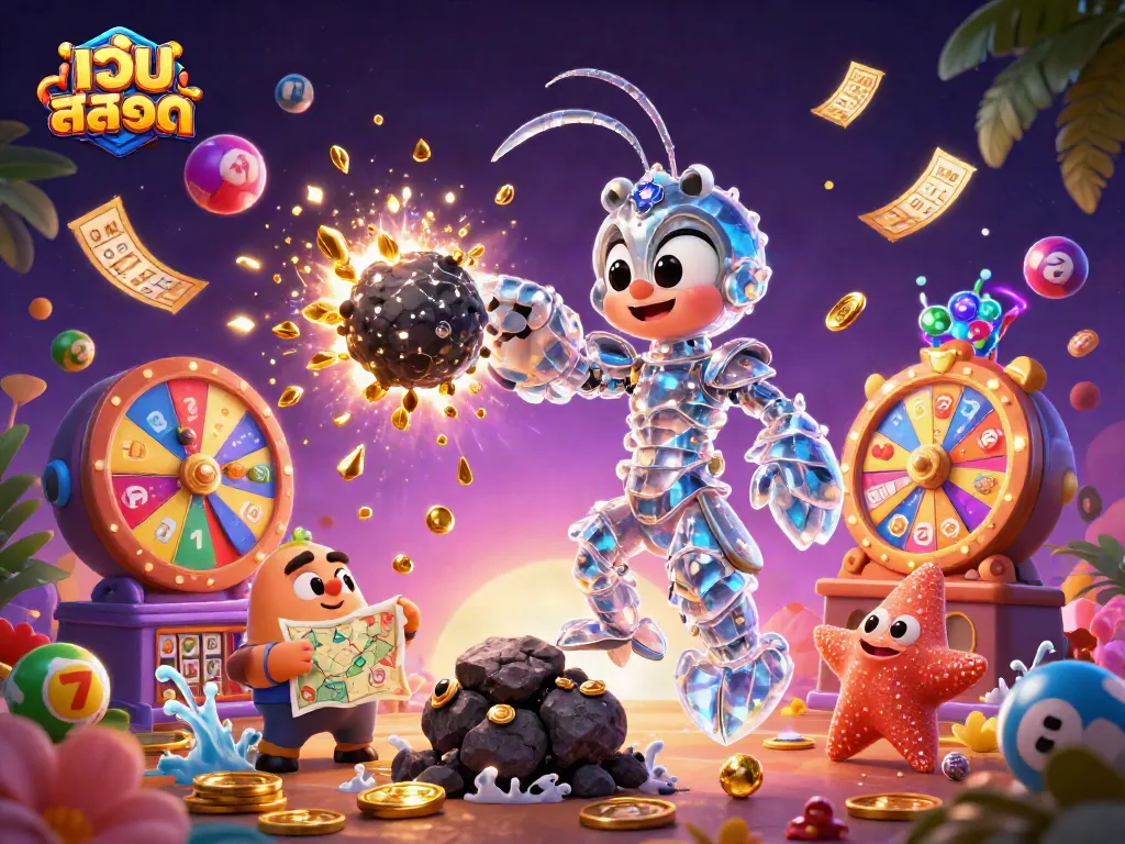 Experience thrilling เว็บ สล็อต action with an explosive scene of gems, coins, and dynamic gaming elements.