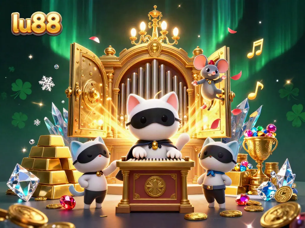 Boost your winnings at lu88 with this vibrant casino scene filled with treasures and acrobatic charm.