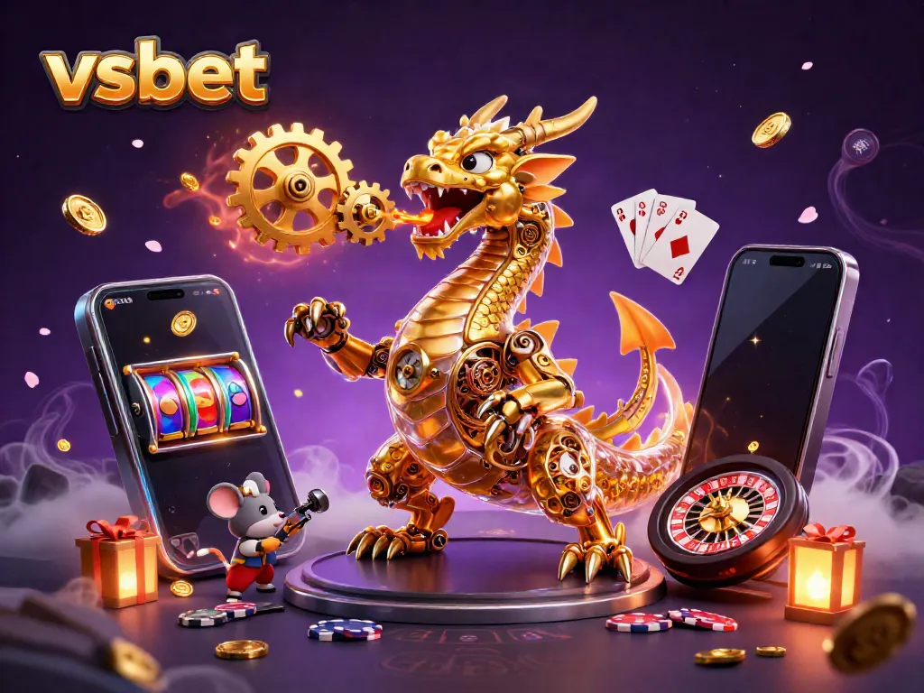 Experience exciting gaming with vsbet in this vibrant 3D casino scene featuring lively characters and dynamic elements.