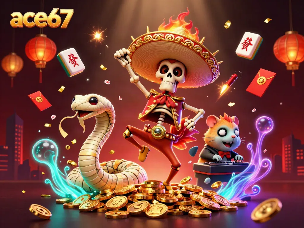 Experience the thrill of ace67 with a dynamic casino celebration including vivid characters and winnings.