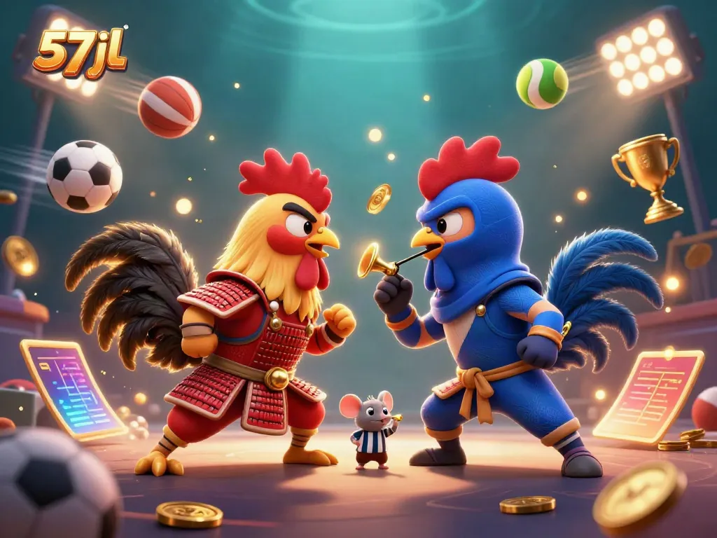 Engage in thrilling battles at 57jl with dynamic roosters, sports elements, and excitement.