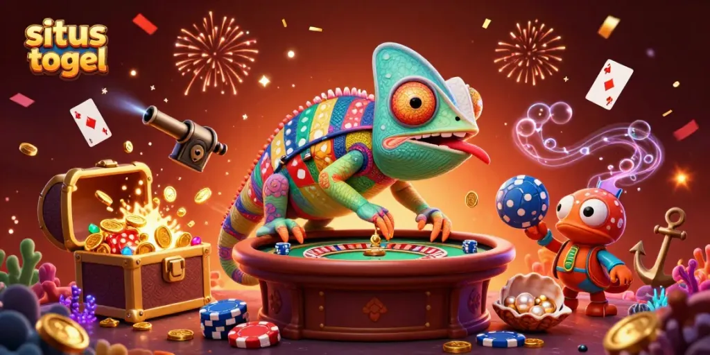 Experience the thrilling world of situs togel with colorful characters and dynamic gaming elements in a vibrant casino atmosphere.