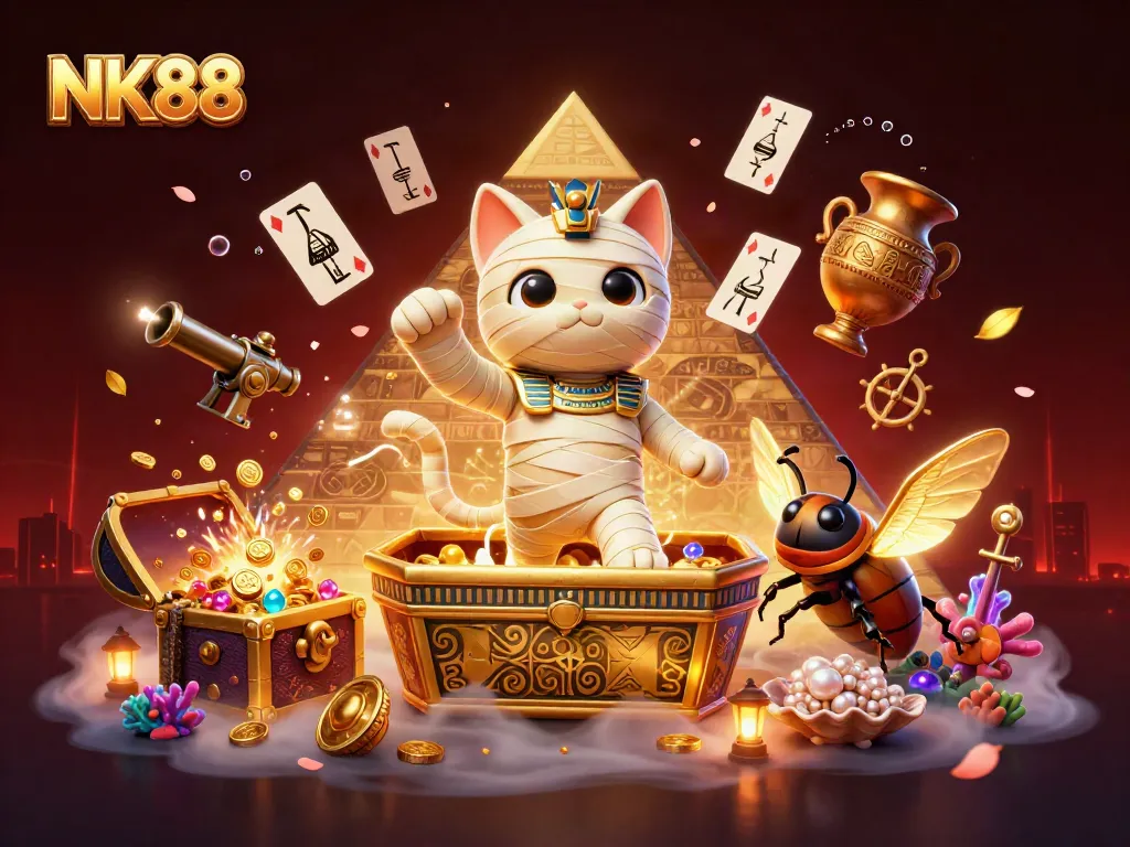 Engage with NK88's exciting casino atmosphere featuring colorful games and rich treasures.