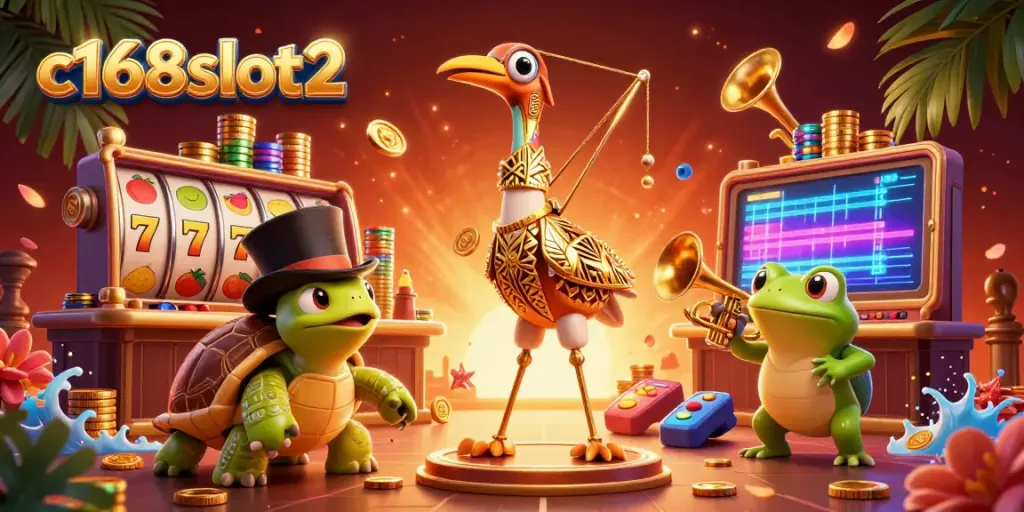 Experience exciting wins with c168slot2 at a vibrant casino scene filled with colorful slot elements.