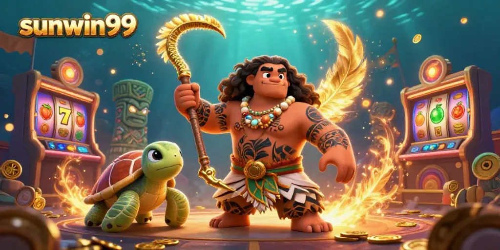Experience sunwin99's vibrant slots scene with dynamic characters, coins, and golden treasures.