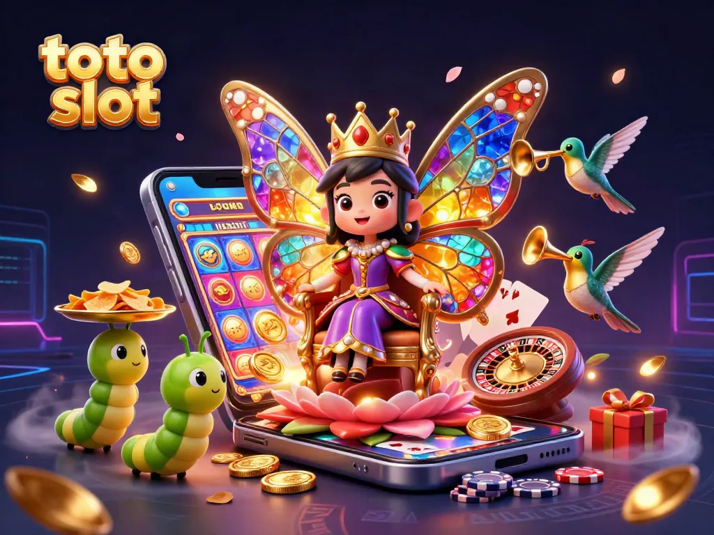 Experience thrilling gameplay with the toto slot as a vibrant butterfly queen presides over a magical casino scene.