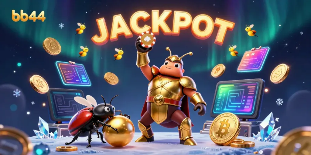 Participate in exciting gaming moments at bb44 with a heroic beetle winning a poker chip.