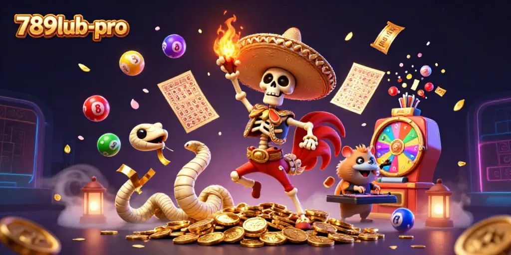 Experience the excitement of 789lub-pro with vibrant characters and elements in a crowded casino scene.